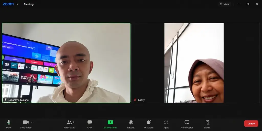 Konsultasi satu lawan satu bersama mentor melalui Zoom